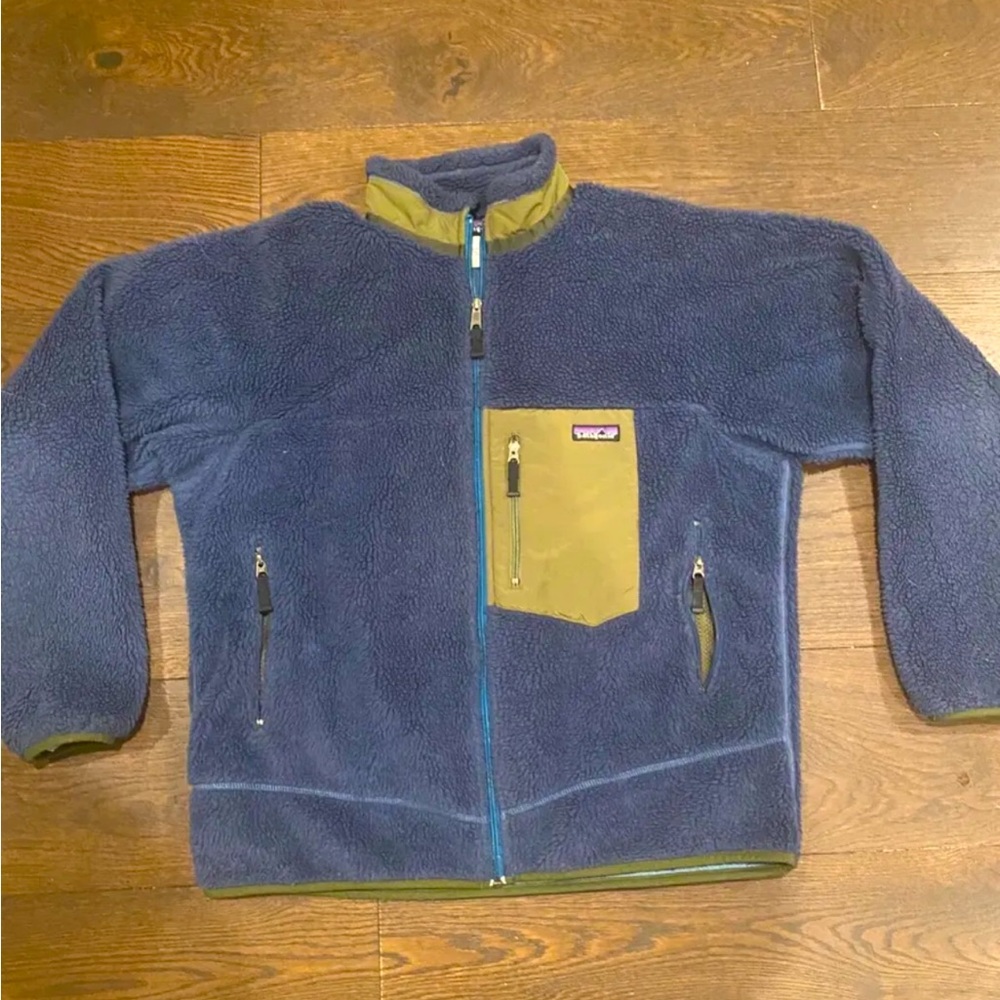 PATAGONIA Retro-X Jacket Deep Pile Sherpa Fleece Full Zip Men's Size Large Navy